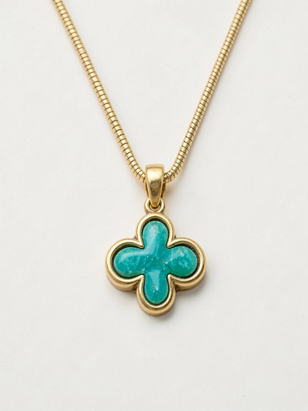 Turquoise Quatrefoil Pendant Necklace