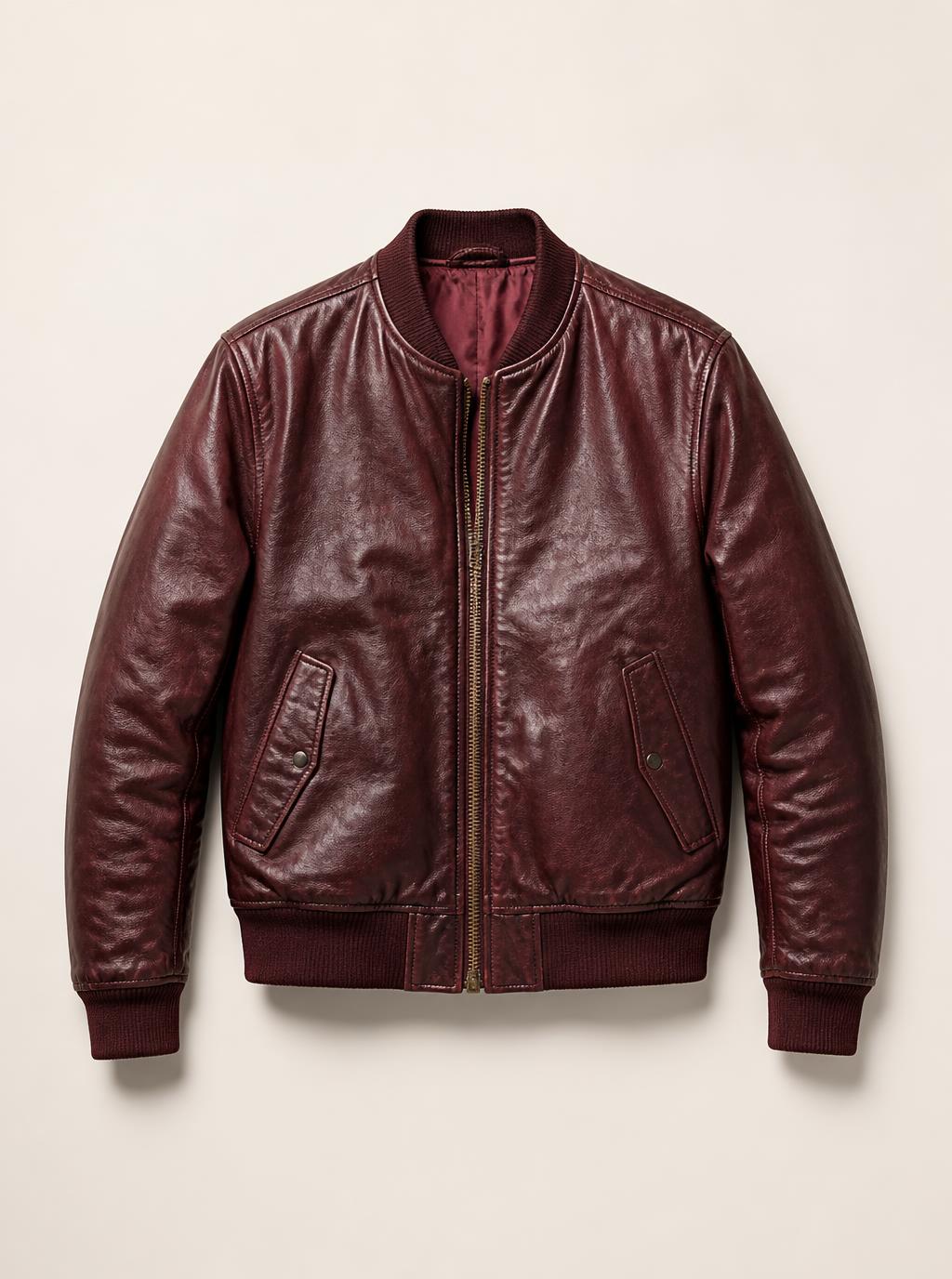 Vintage Oxblood Leather Bomber