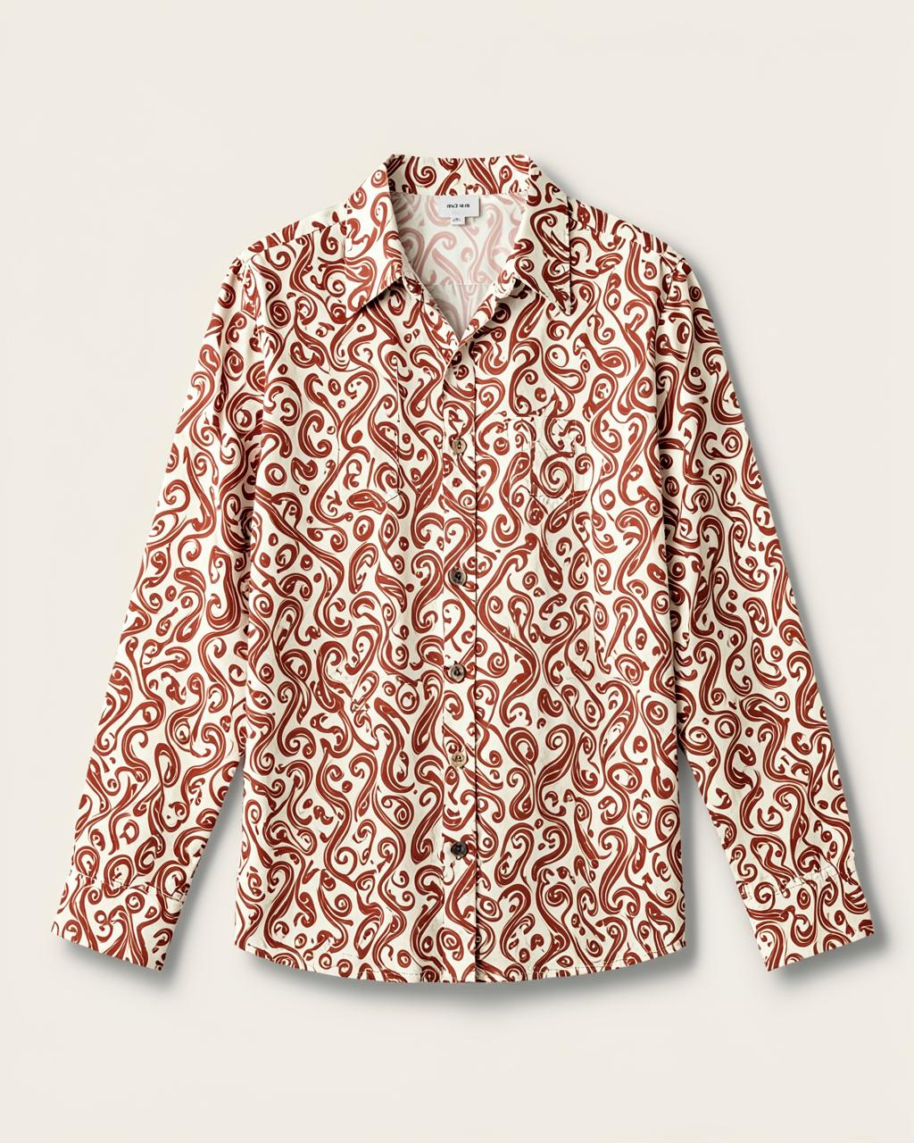 70s Swirl Print Blouse