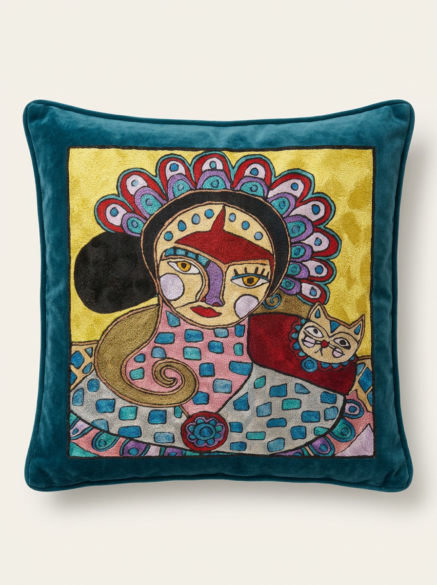 Frida Saffron Velvet Cushion