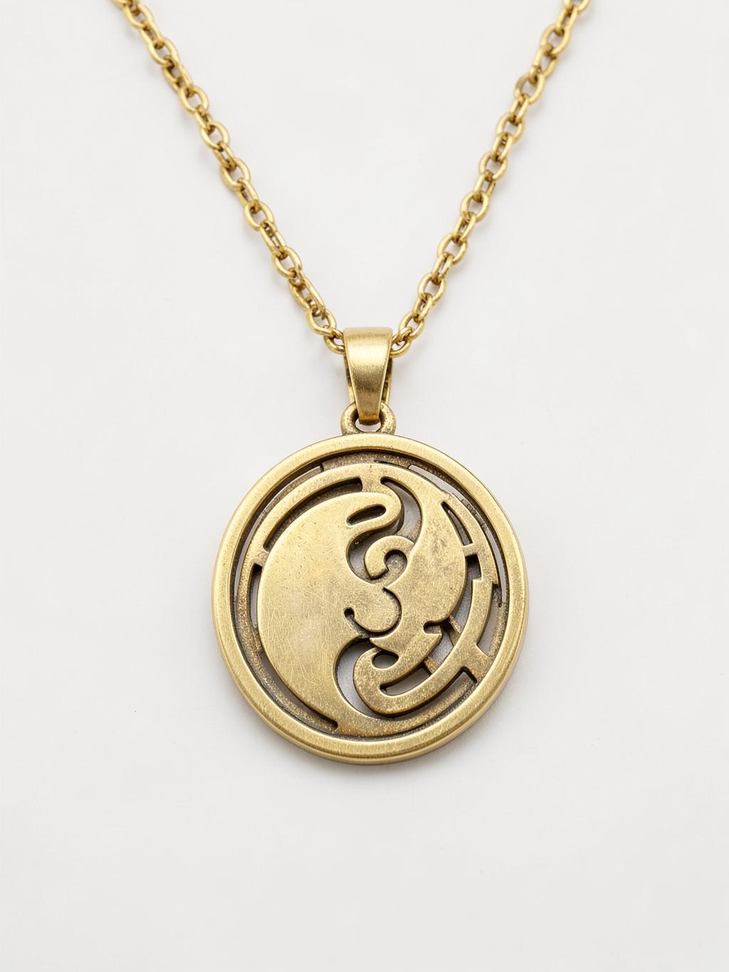 Brass Bagua Medallion Necklace