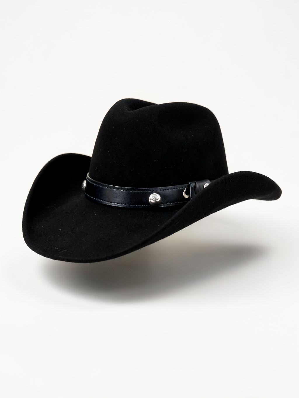 Black Felt Concho Western Hat