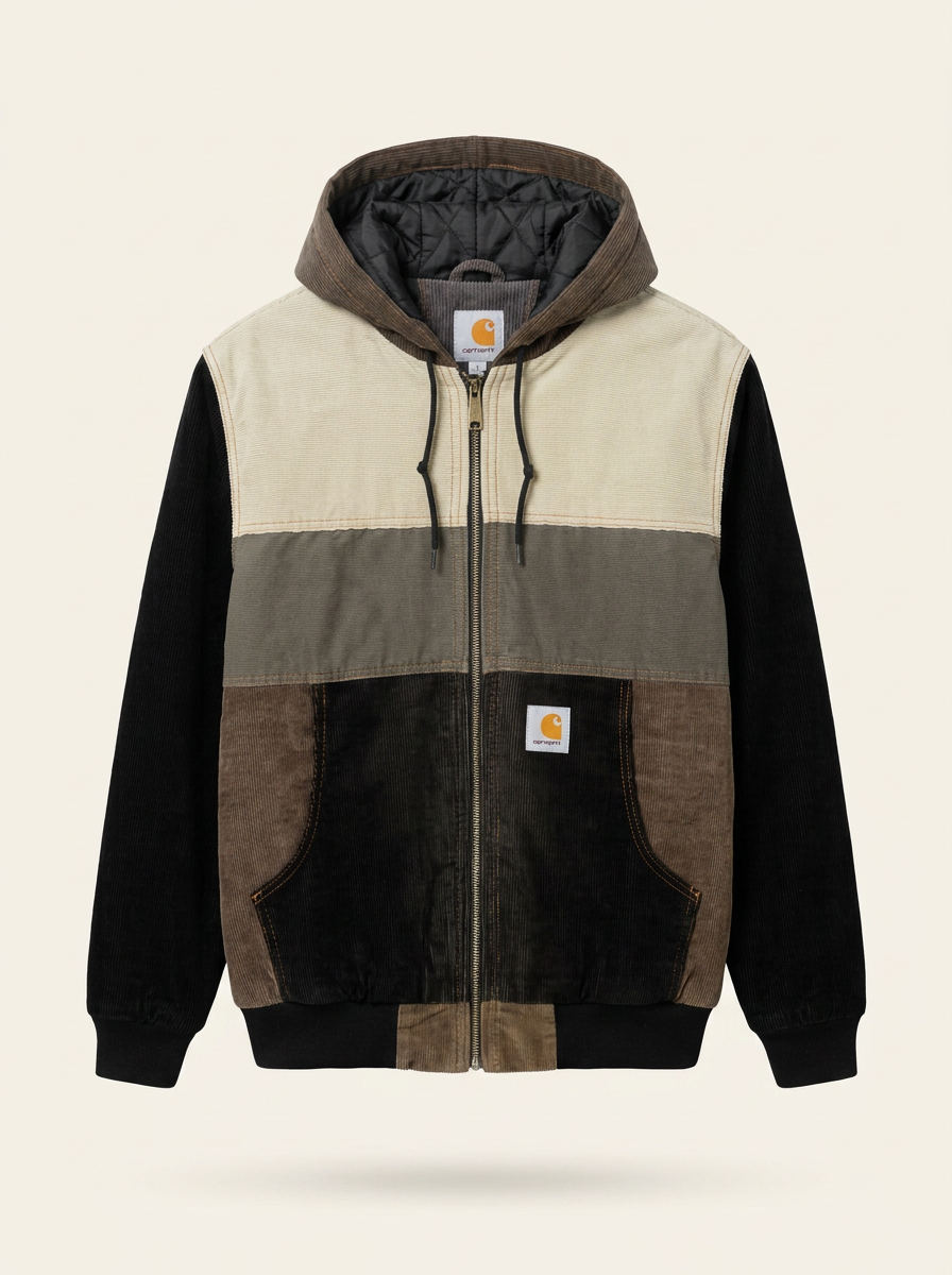 Reworked Carhartt Panelled Corduroy Hooded Jacket