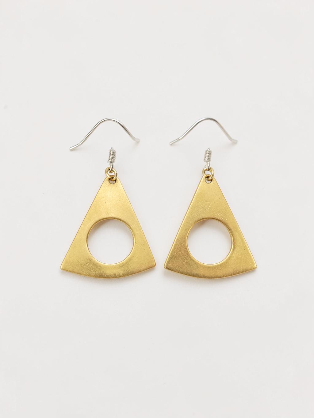 Brass Triangle Geometric Earrings