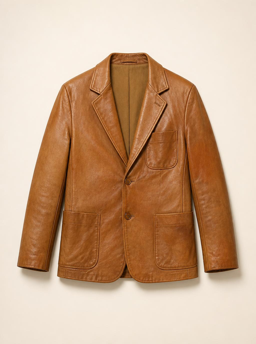 Vintage Tan Leather Blazer