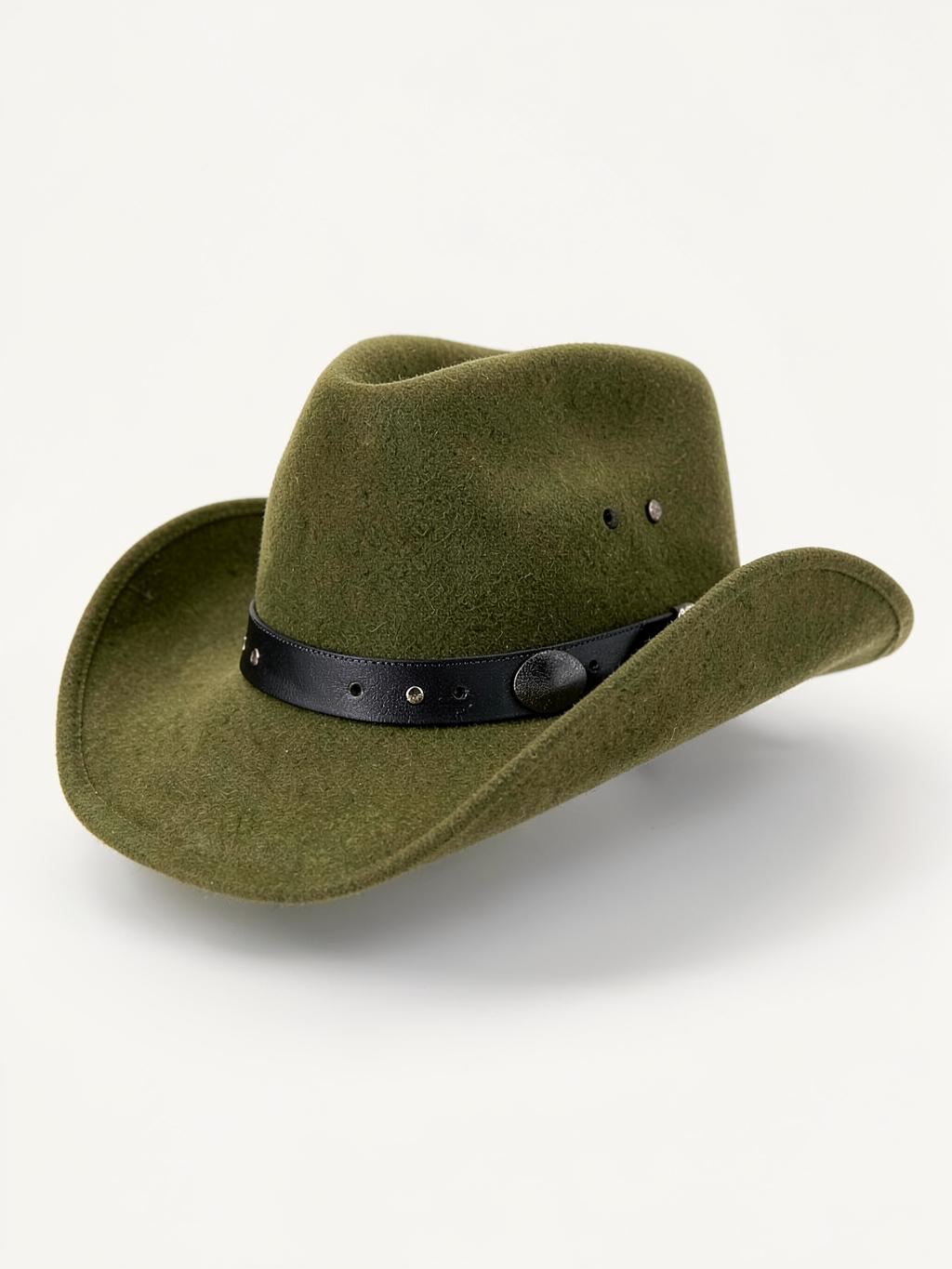 Olive Felt Concho Western Hat