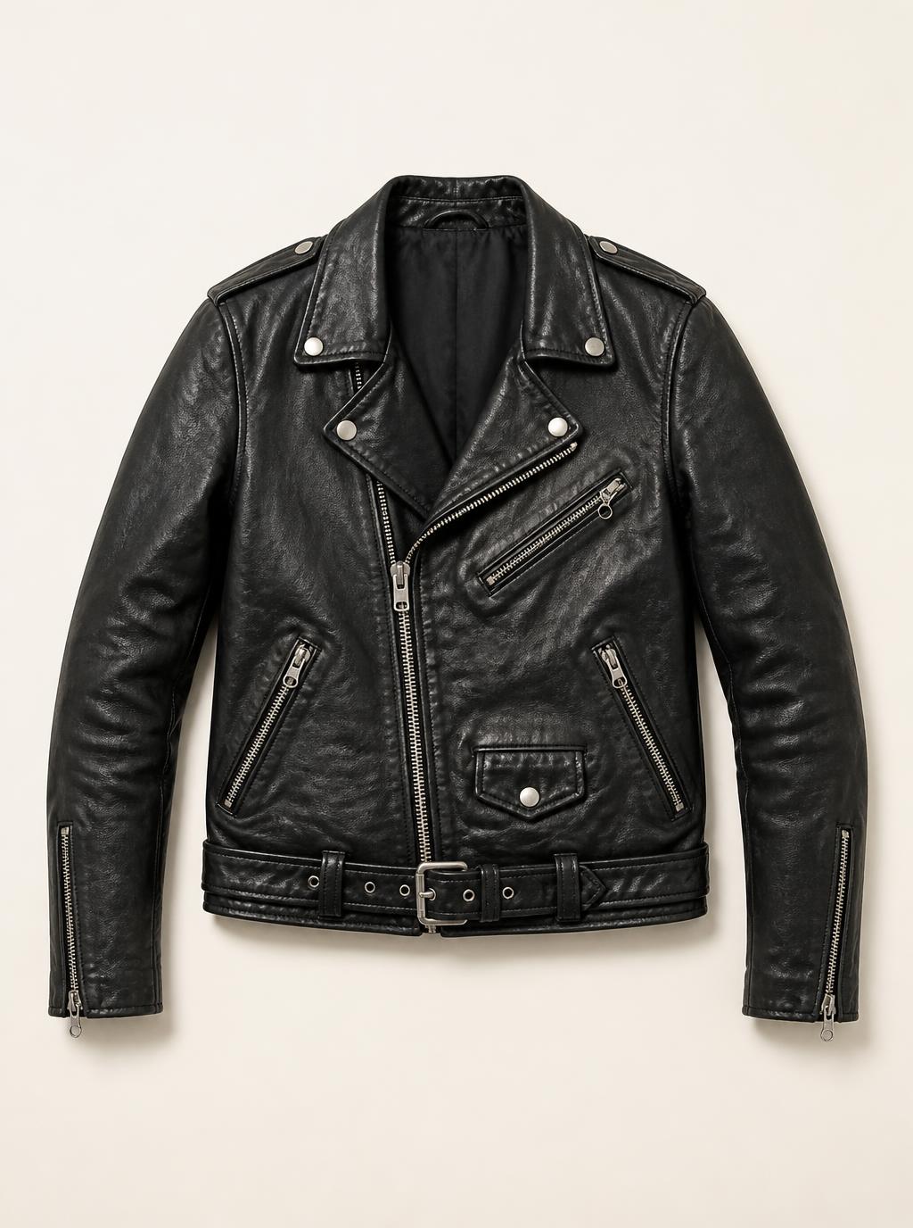 Vintage Black Leather Biker Jacket