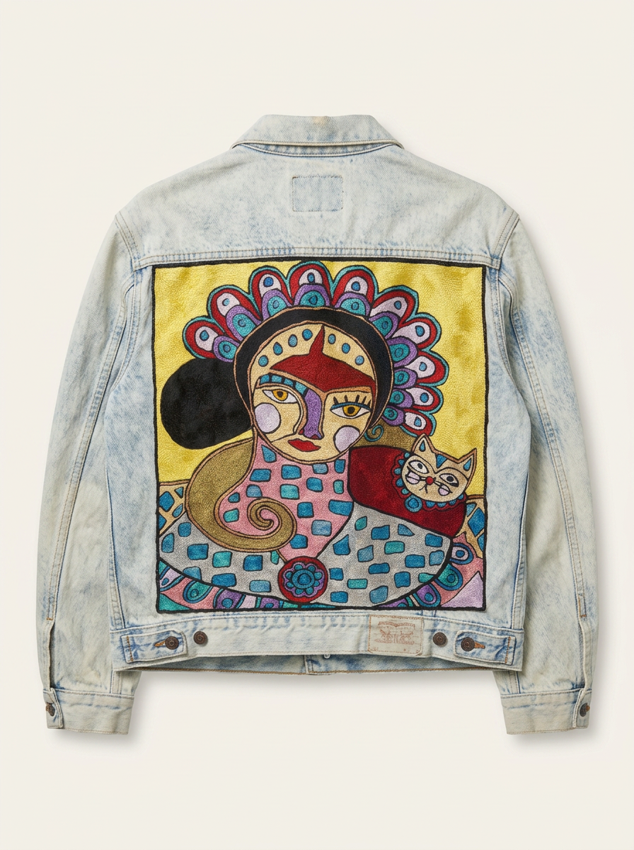 Frida Saffron Embroidered Denim Jacket