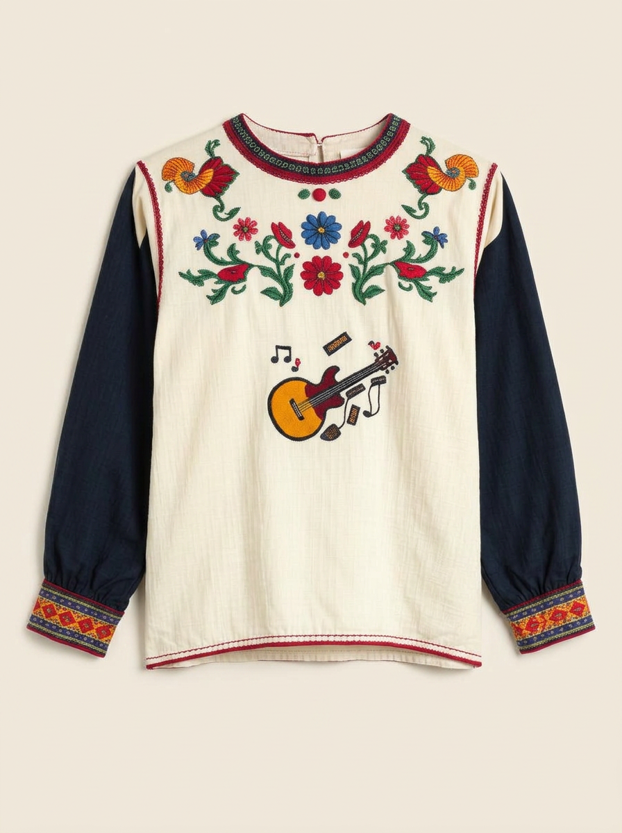 Folk Embroidered Musical Top