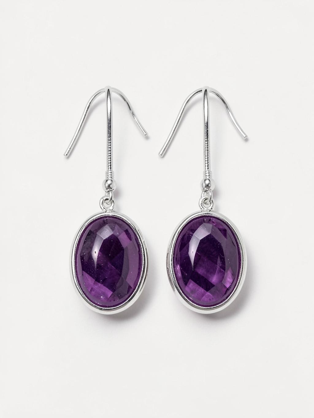 Amethyst Cabochon Drop Earrings