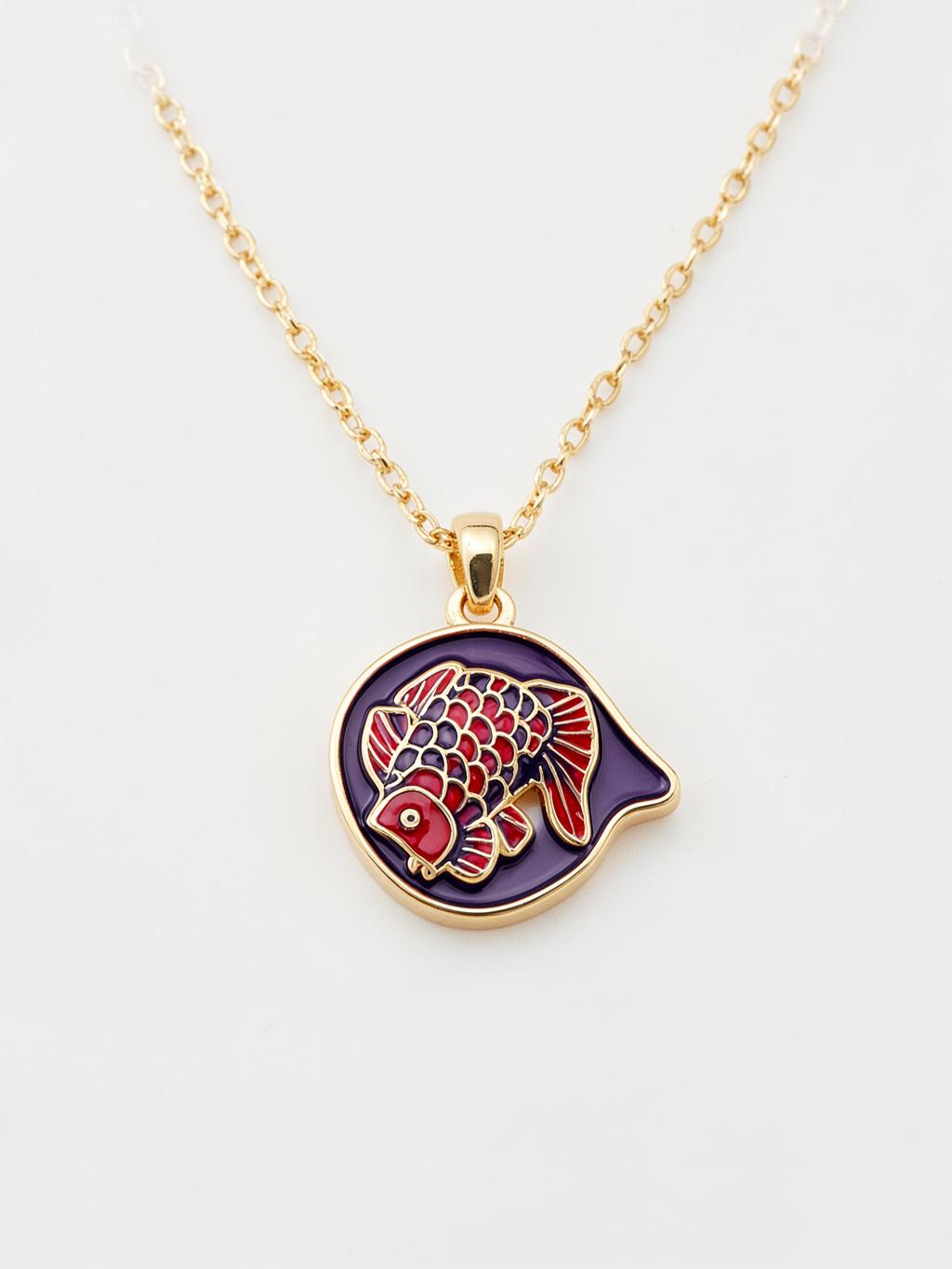 Enamel Koi Pendant Necklace
