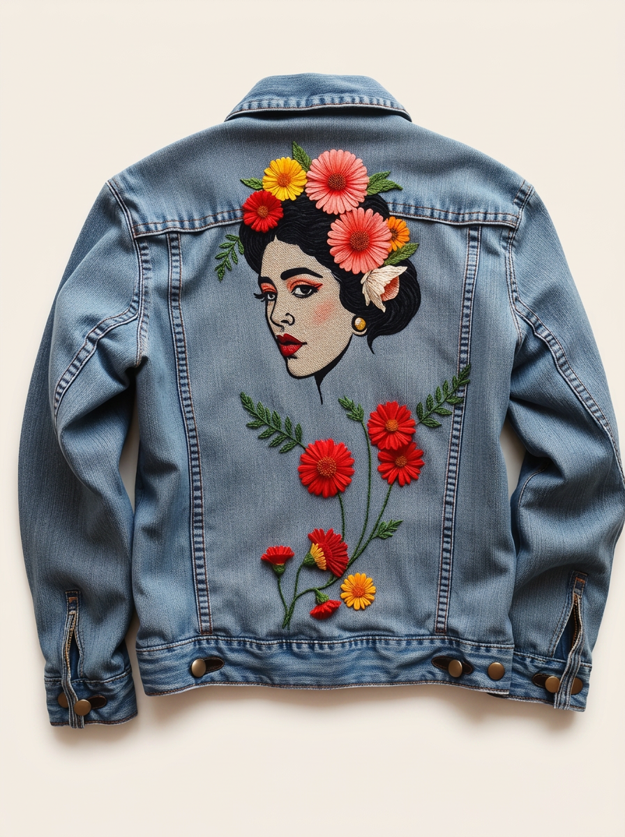 Frida Embroidered Denim Jacket