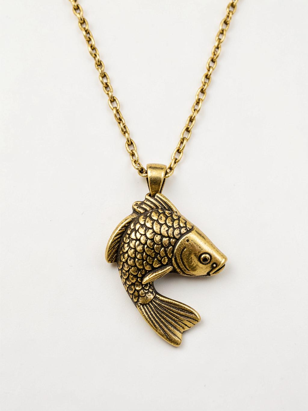 Brass Koi Fish Pendant Necklace
