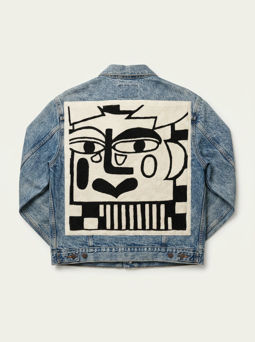 Cubist Ivory Embroidered Denim Jacket