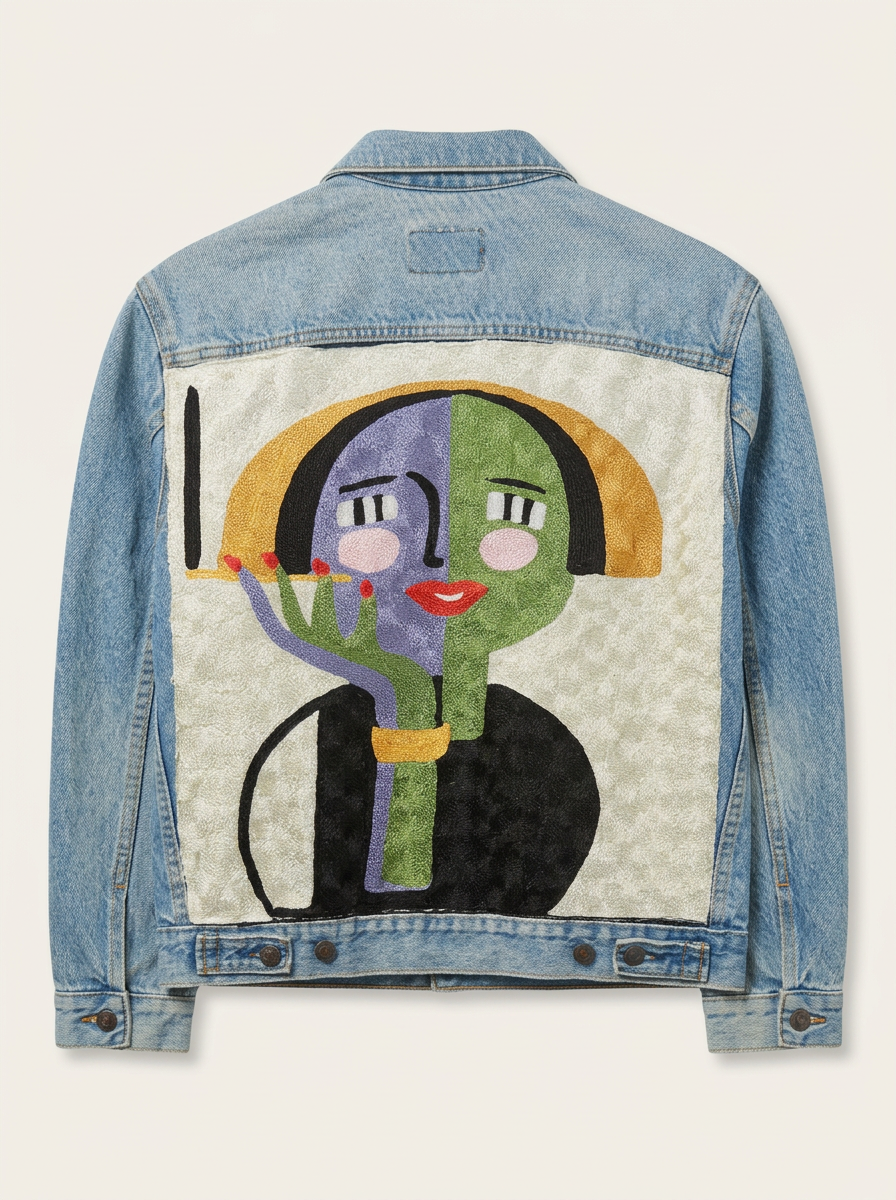 Cubist Duo Embroidered Denim Jacket