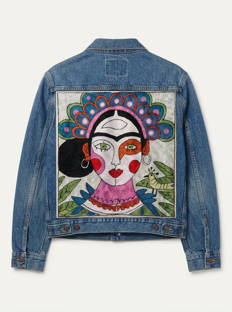 Frida Peacock Embroidered Denim Jacket