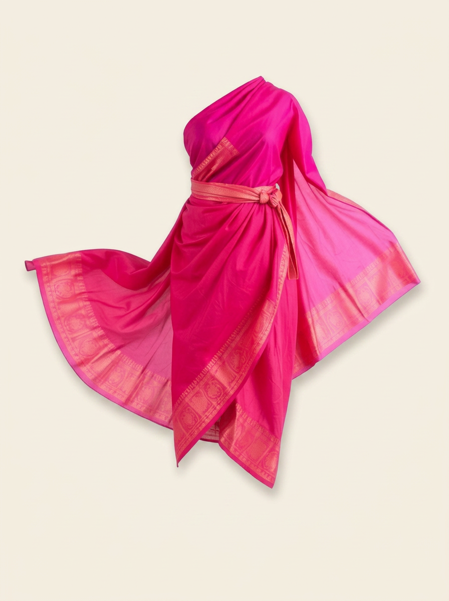 Magenta Saree Wrap Skirt