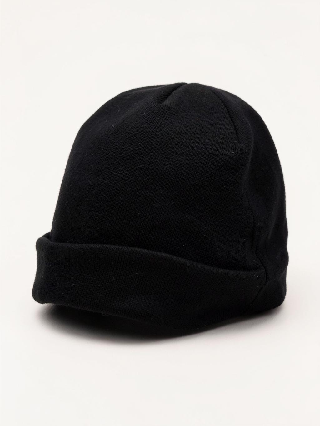 Black Rolled-Cuff Docker Cap