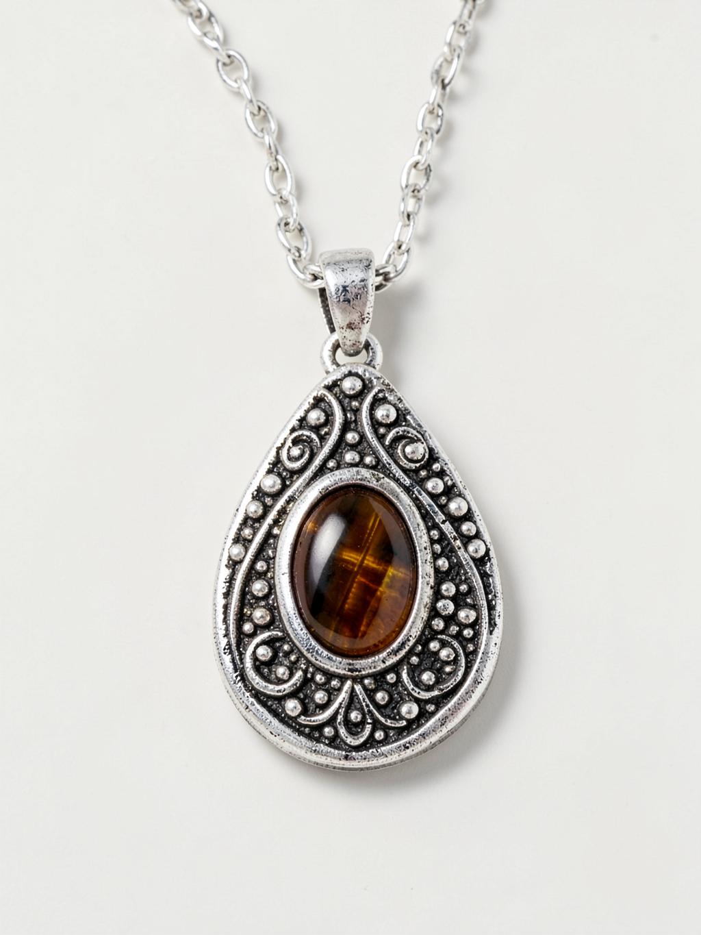 Silver Prayer Box Locket — Tiger's Eye