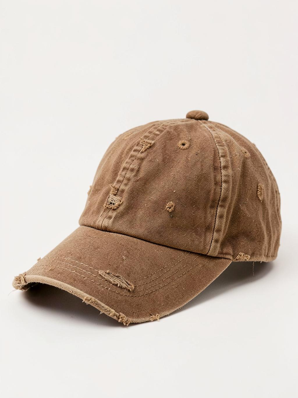 Distressed Brown Baseball Cap